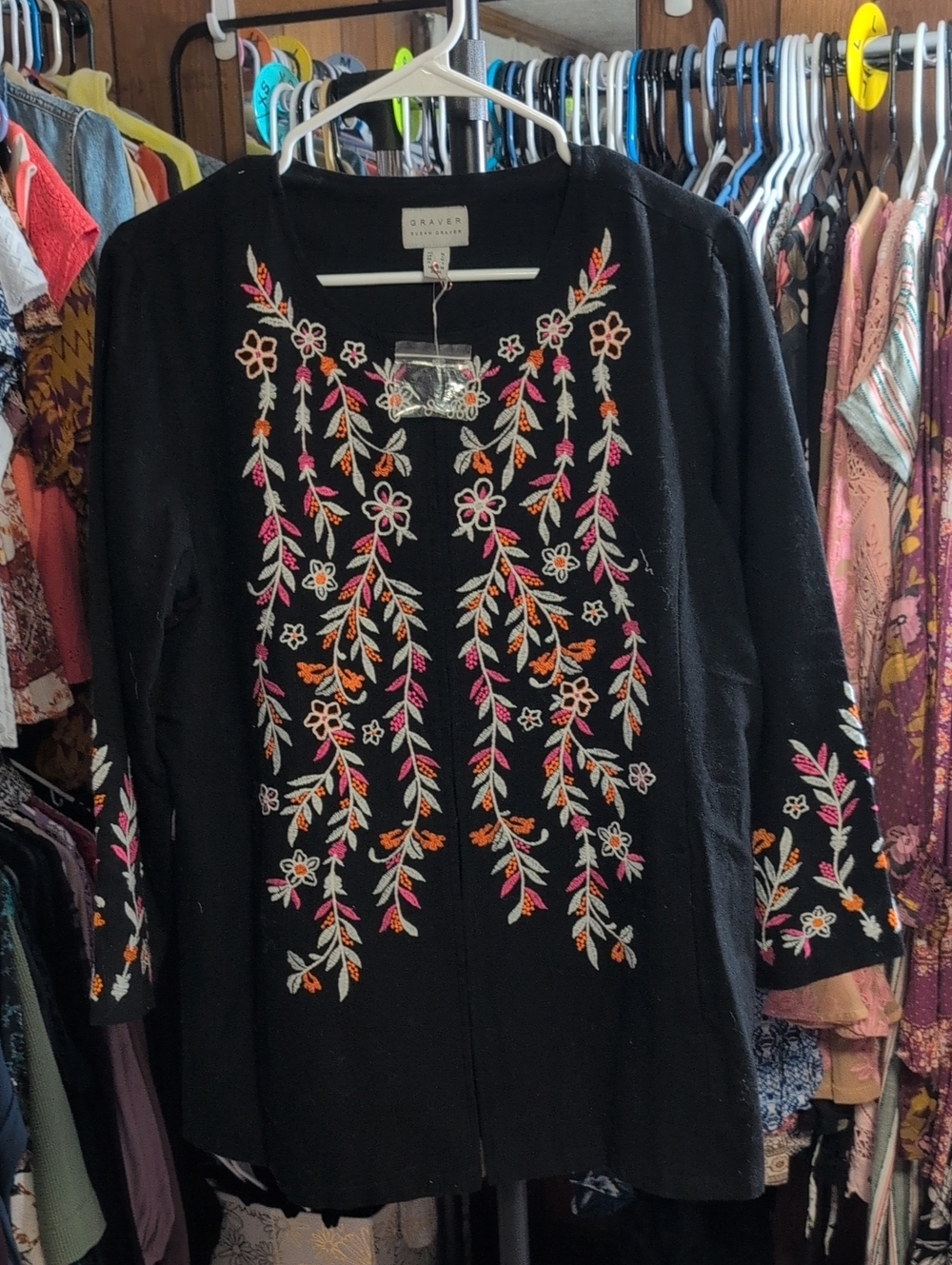 Susan Graver Black Embroidered Jacket NWOT